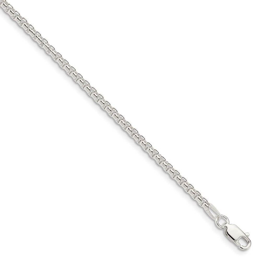2.6mm Sterling Silver Solid Round Box Chain Necklace, 24 Inch